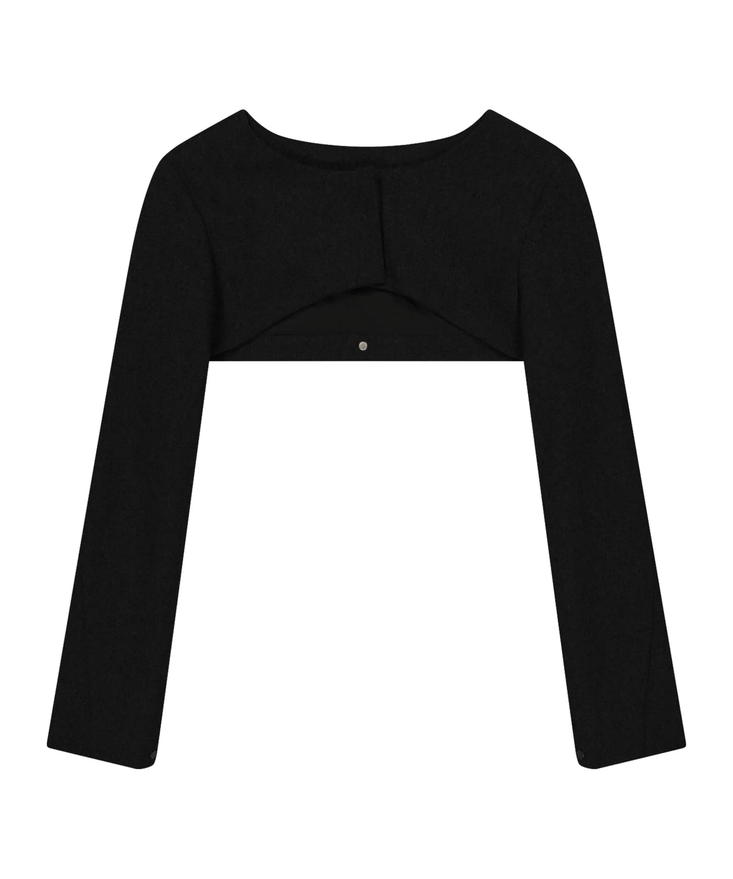 LAYERED BOLERO WOOL JACKET - BLACK