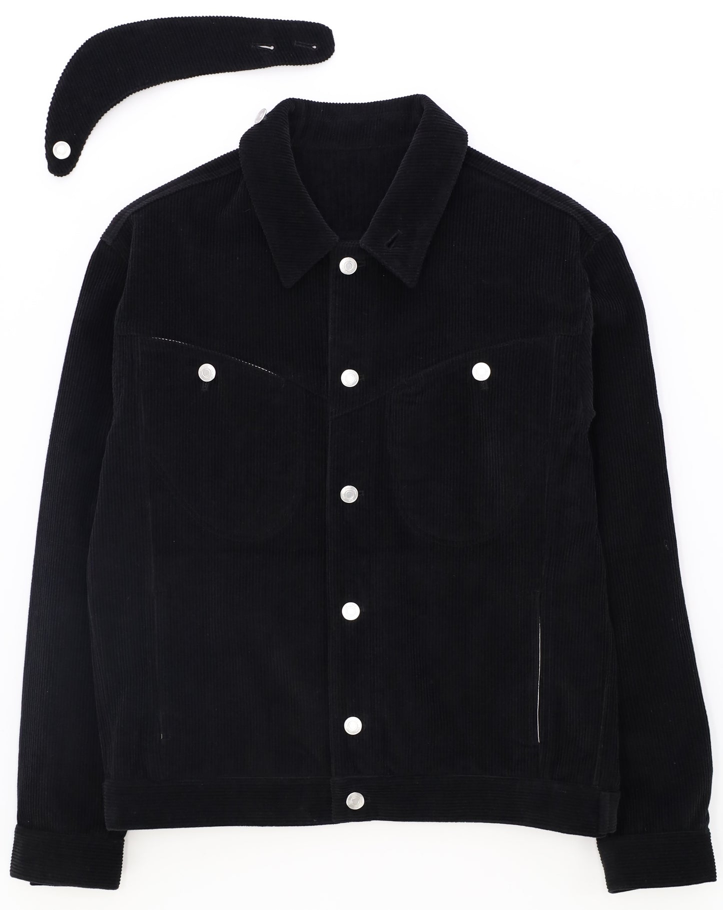 Corduroy panel collar jacket_ver imabalance black