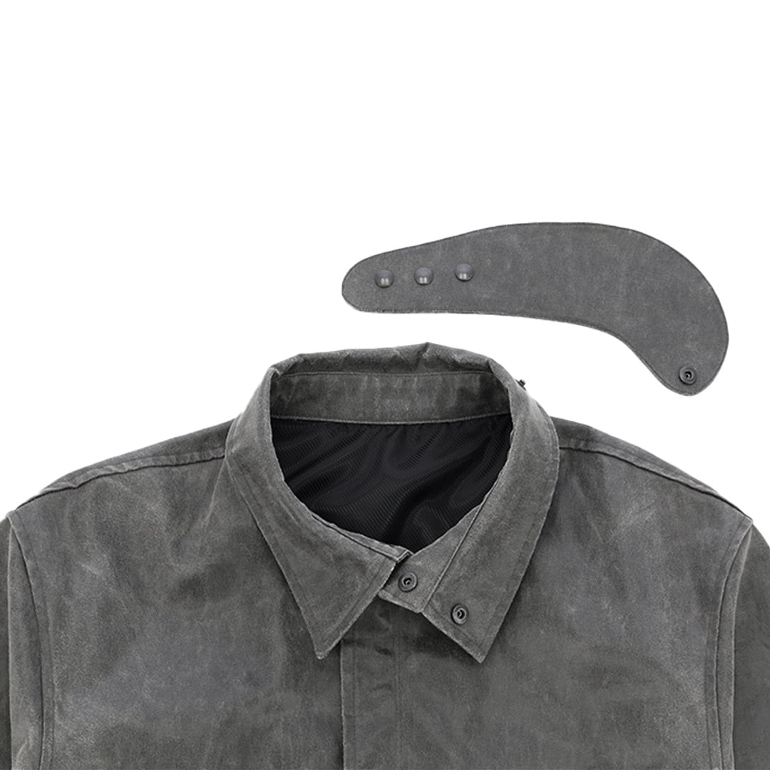 Panel collar field coat_ver imbalance (washed leather)