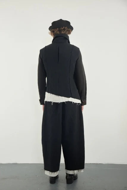 Frayed high-neck vest