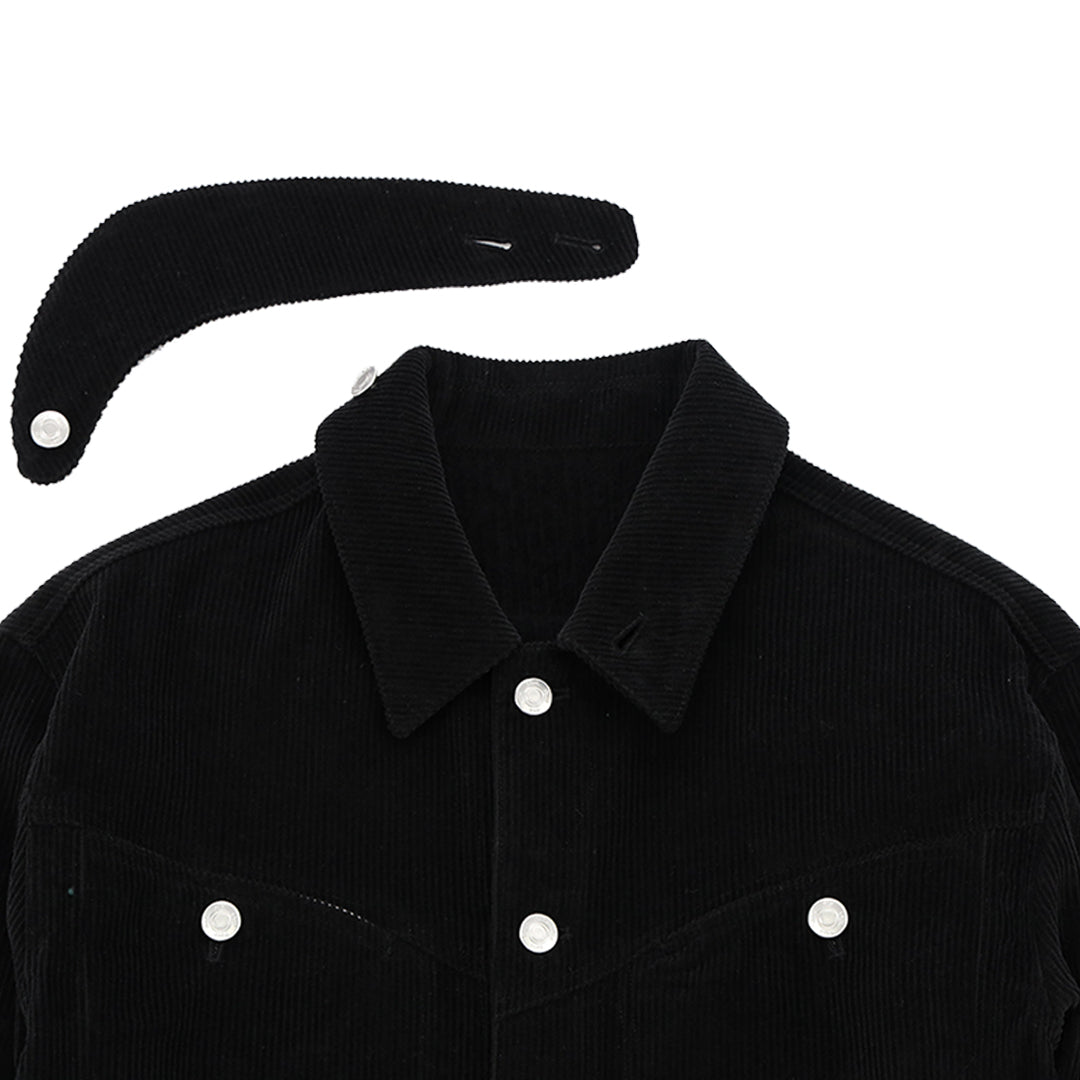 Corduroy panel collar jacket_ver imabalance black