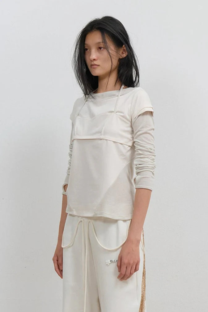 HALTER STRAP LONG SLEEVE - IVORY