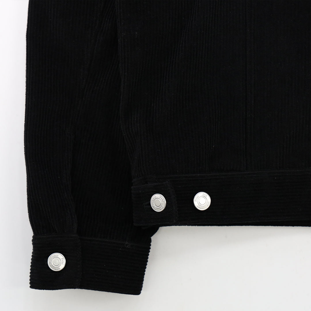 Corduroy panel collar jacket_ver imabalance black