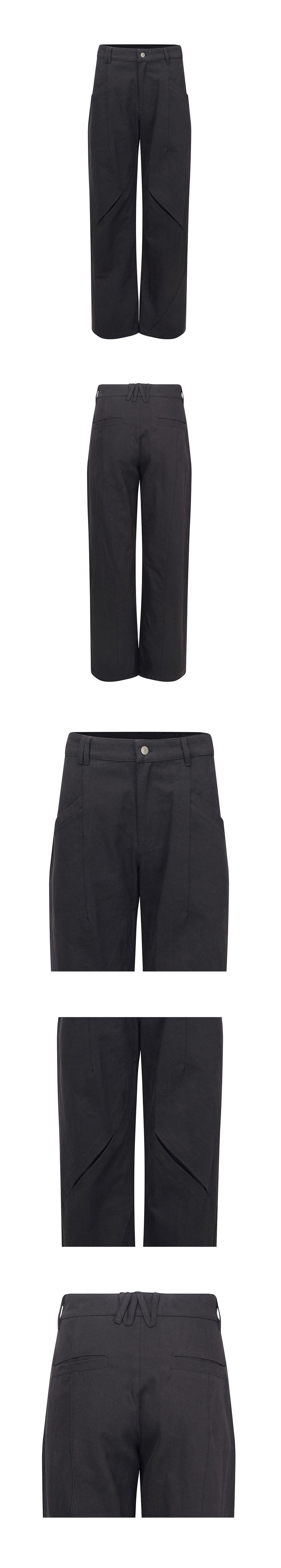 Seam Line Cotton Pants Charcoal