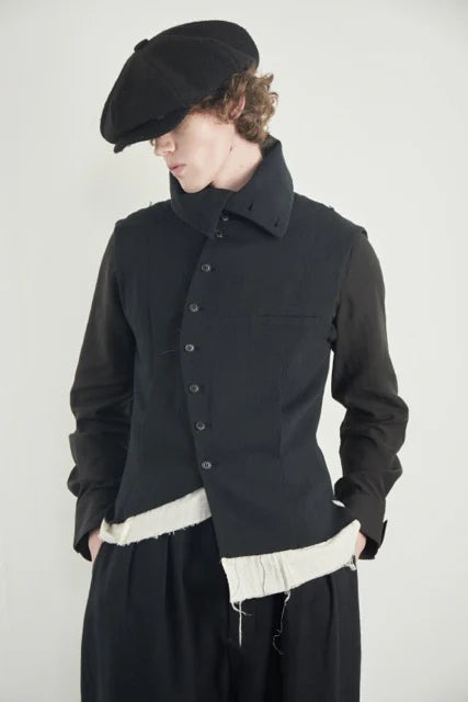 Frayed high-neck vest