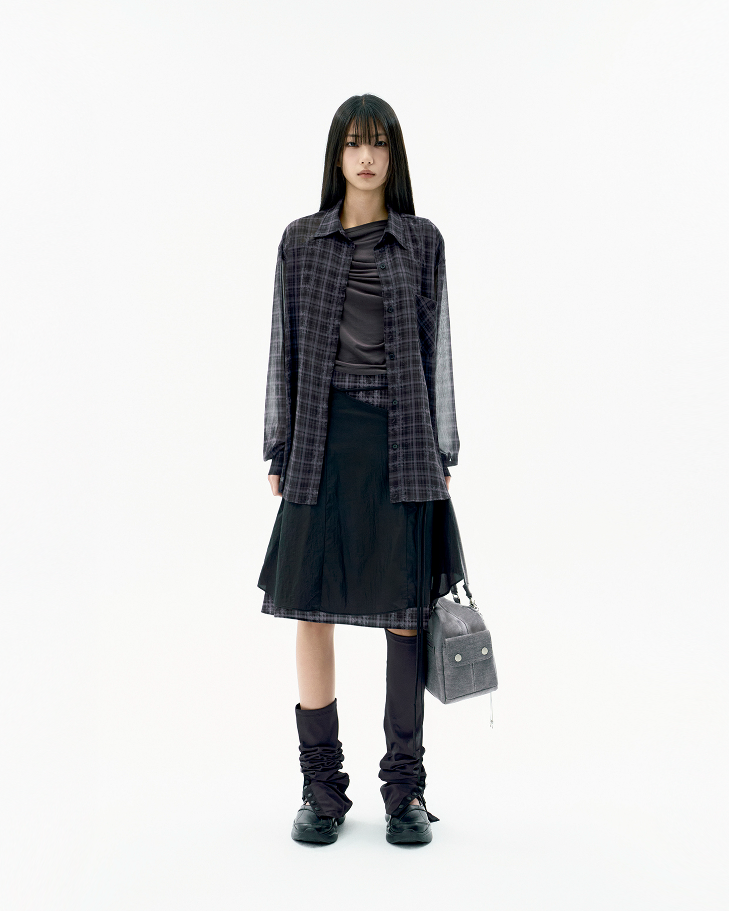 Layered Strap Flare Skirt Black