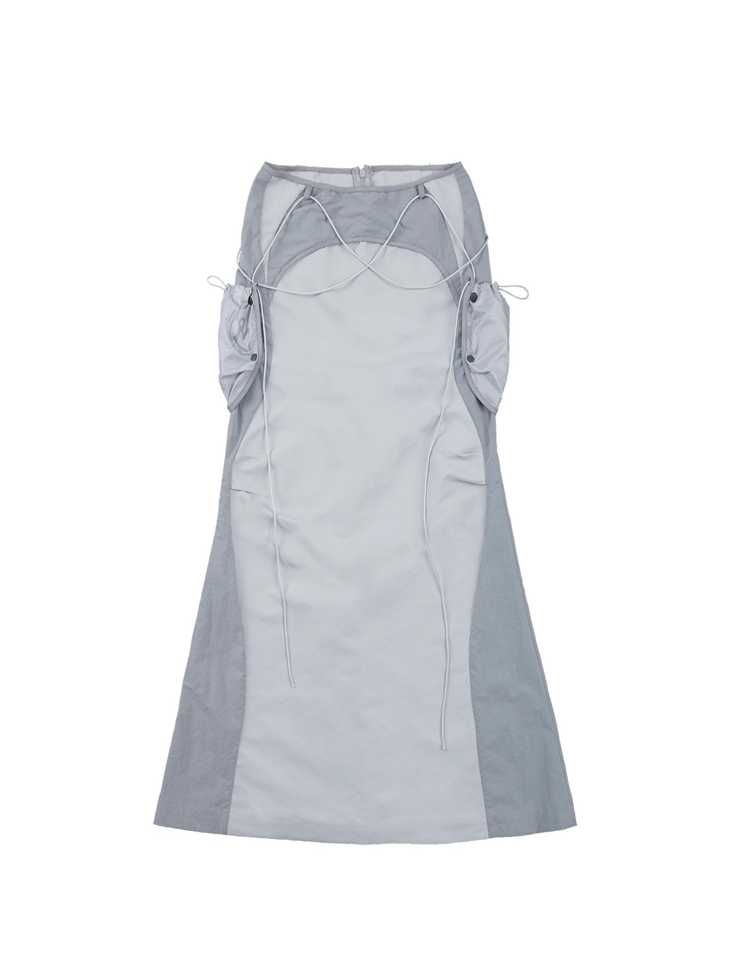 Pocket bag long skirt grey