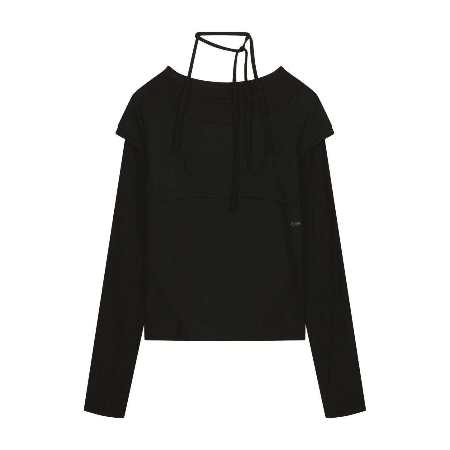 HALTER STRAP LONG SLEEVE - BLACK