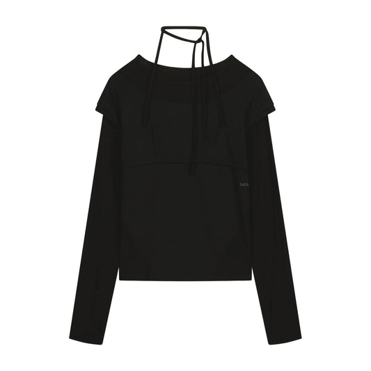 HALTER STRAP LONG SLEEVE - BLACK