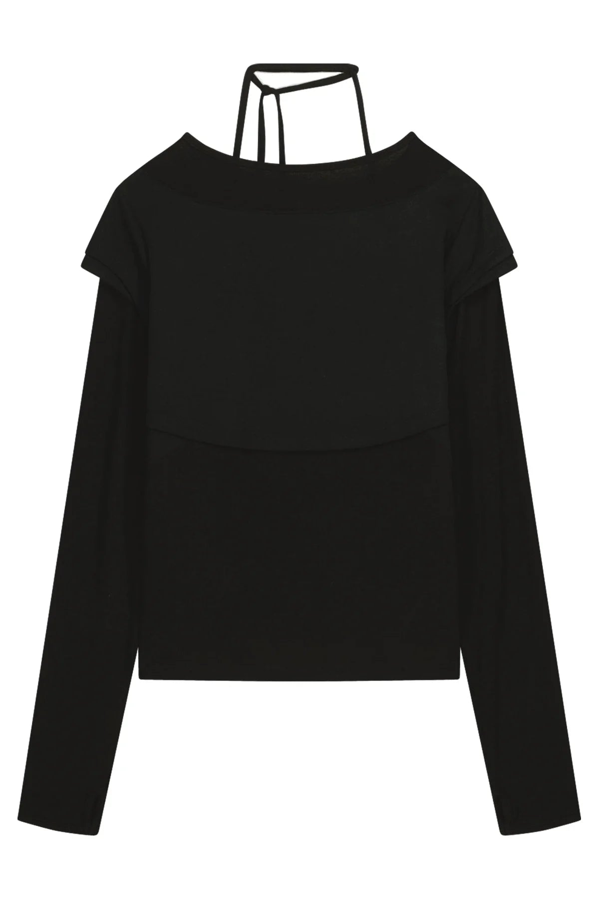HALTER STRAP LONG SLEEVE - BLACK