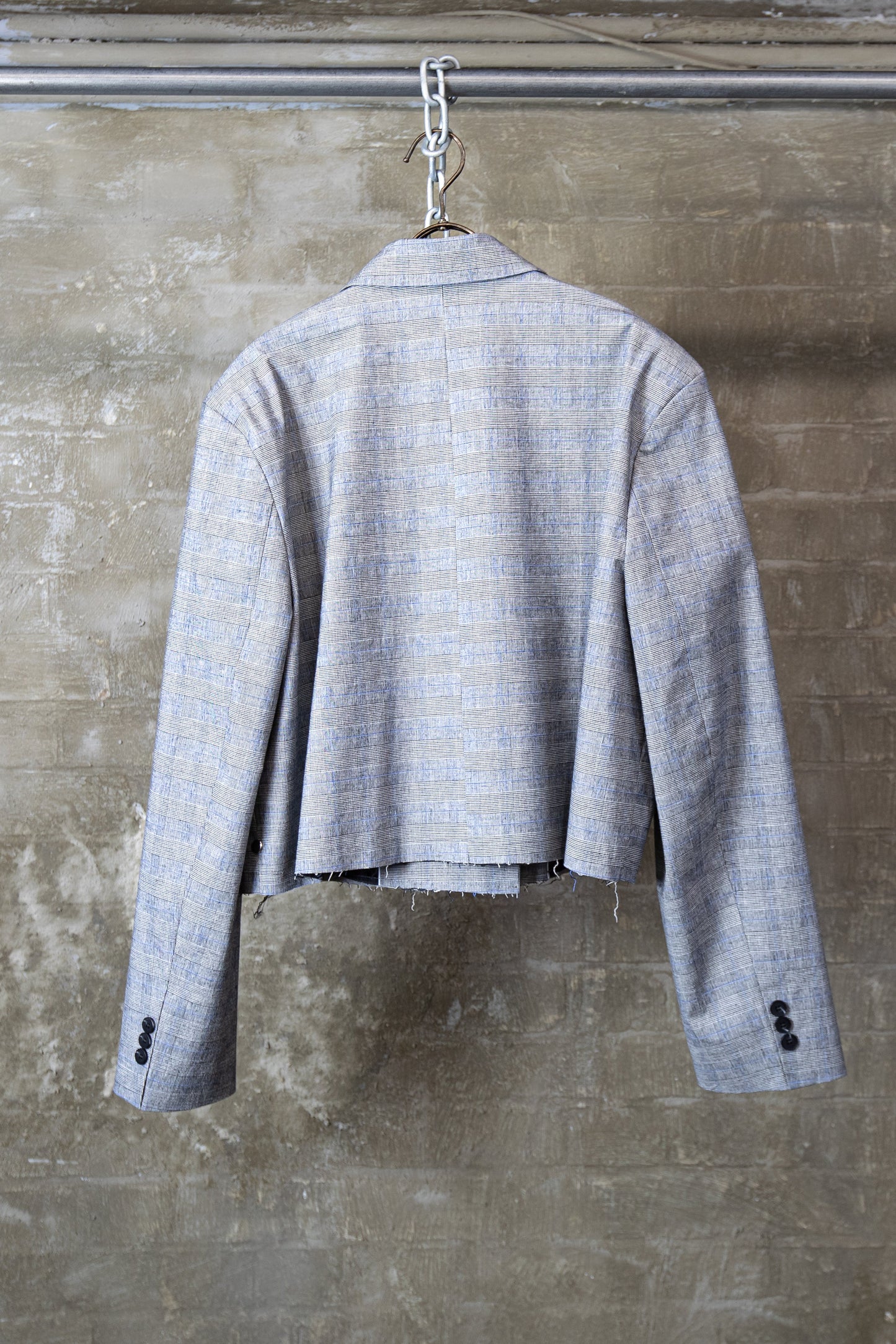 Cropped double breasted blazer grey
