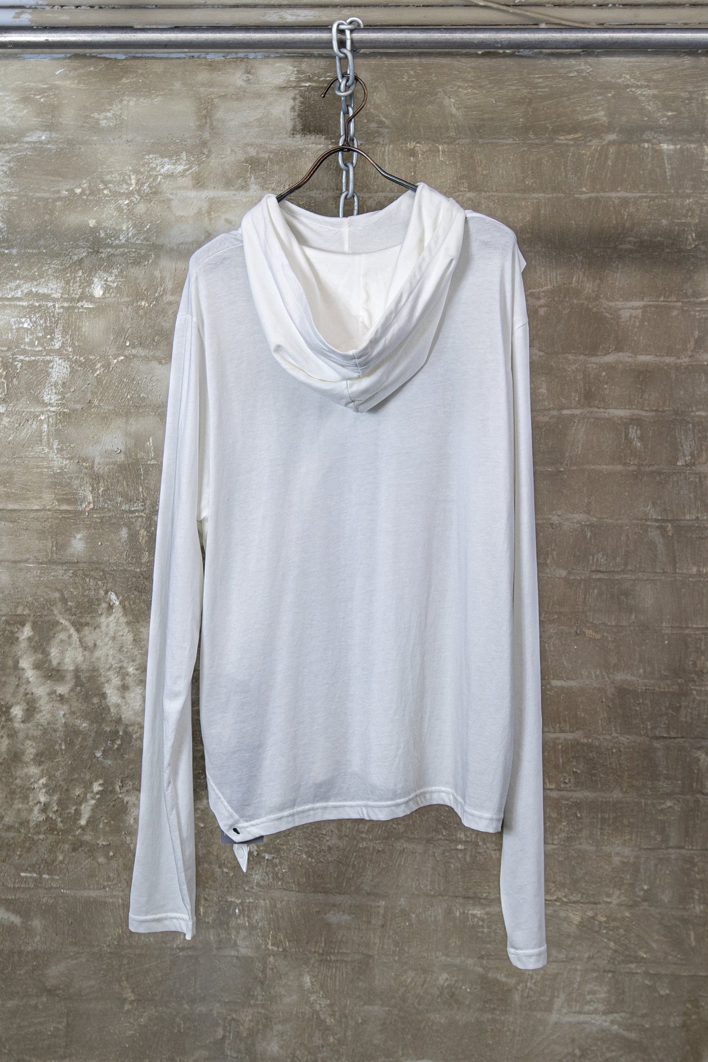 Asymmetric button hood top white