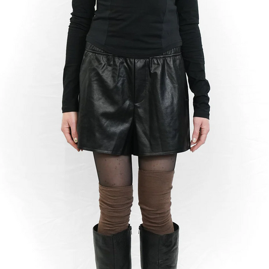 PU leather elastic waist shirt