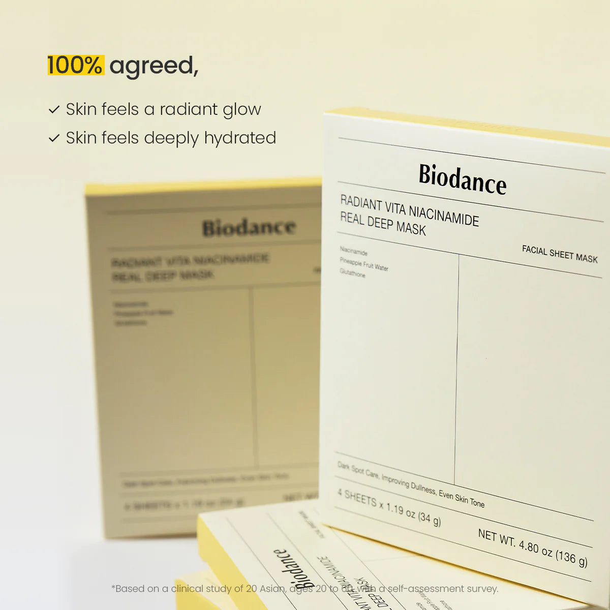 BIODANCE Radiant Vita Niacinamide Real Deep Mask 1Box (4ea x 34g)