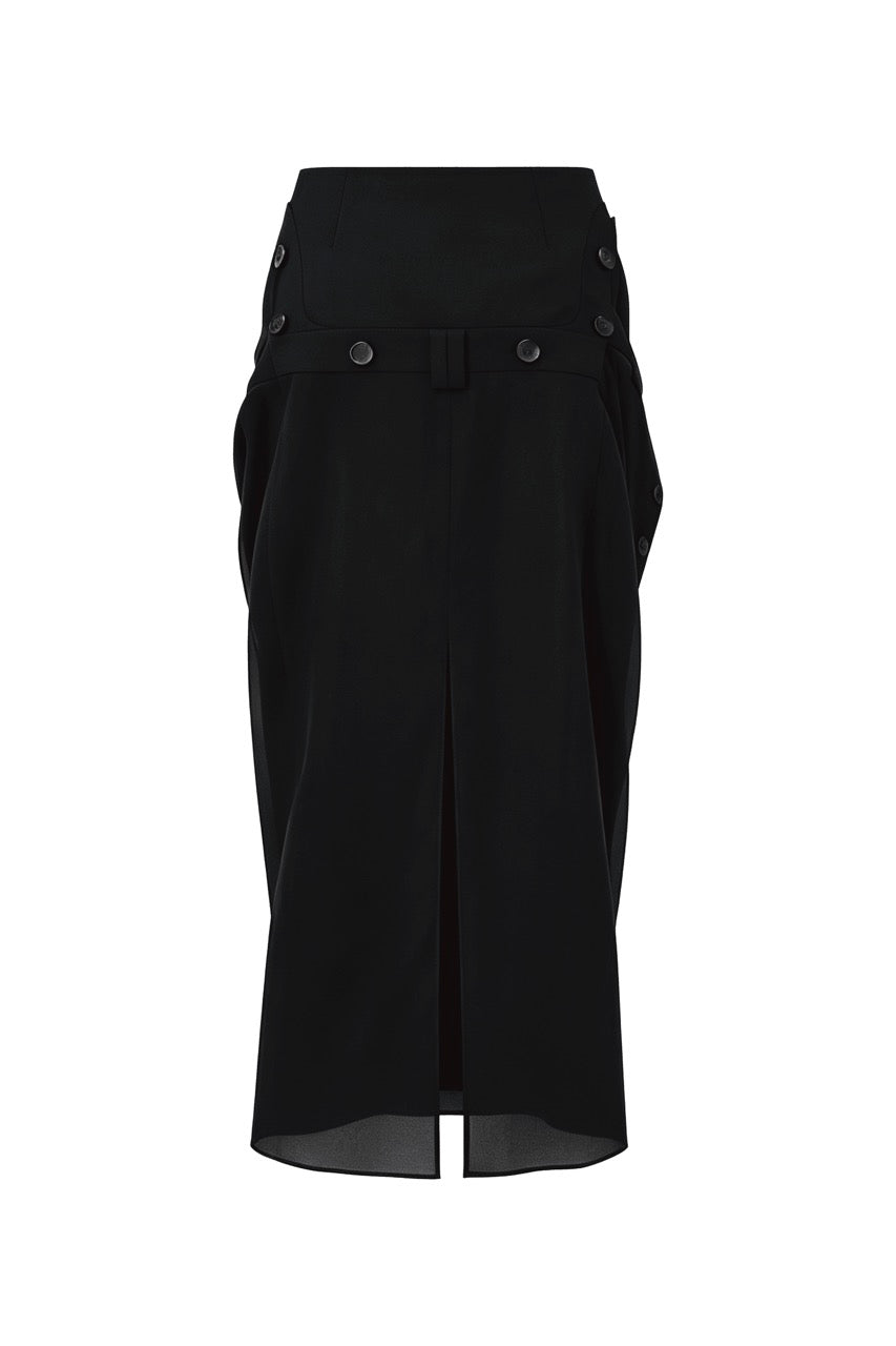 Detachable draped structure maxi skirt