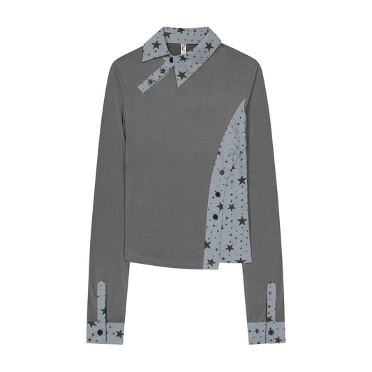 STARCUT JERSEY COLLAR TEE - MINT GREY