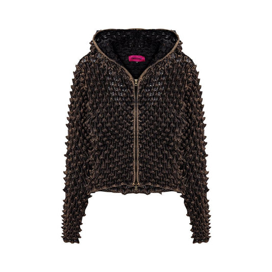 Romanesco knit zip-up dark brown