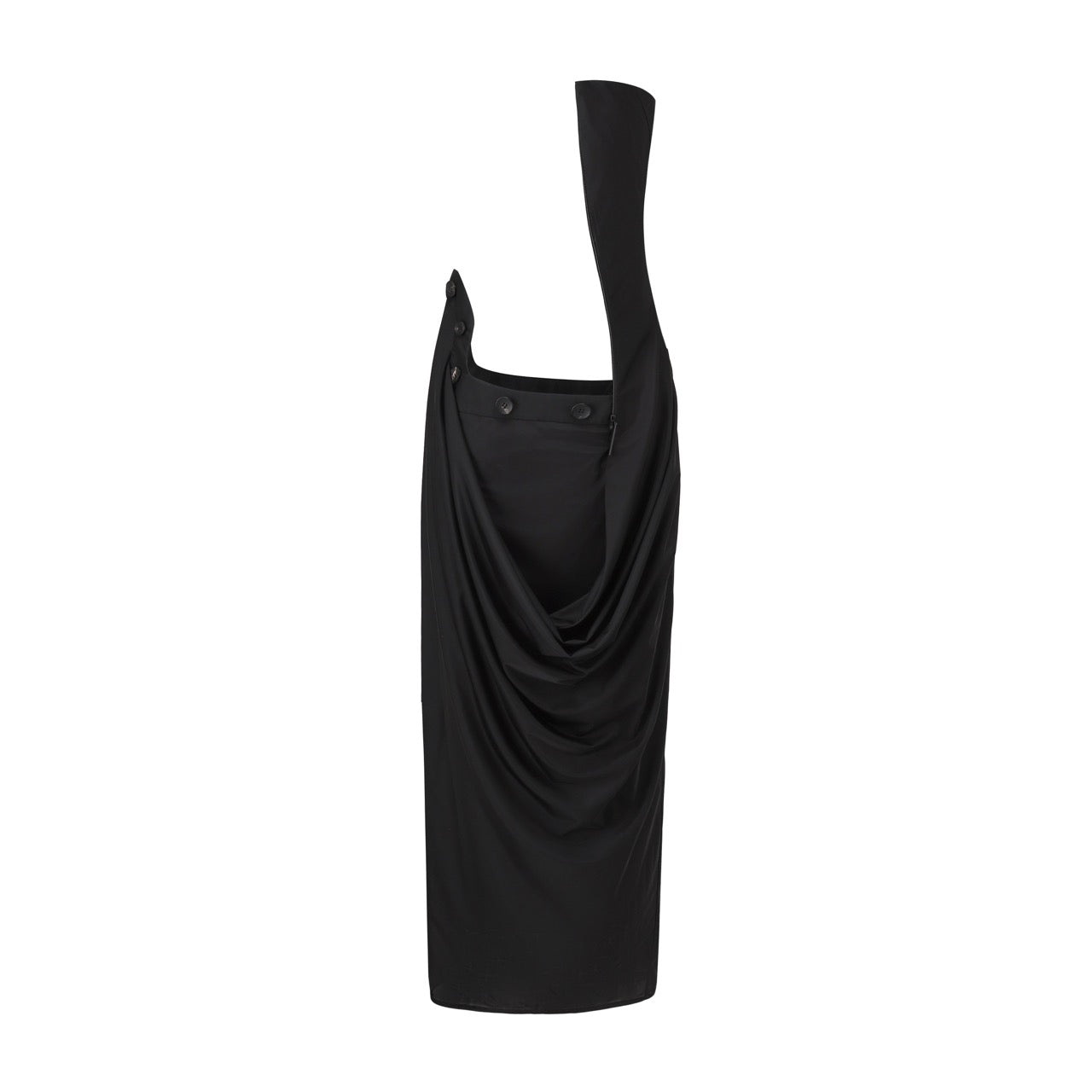 Detachable side-split draped strapless maxi dress