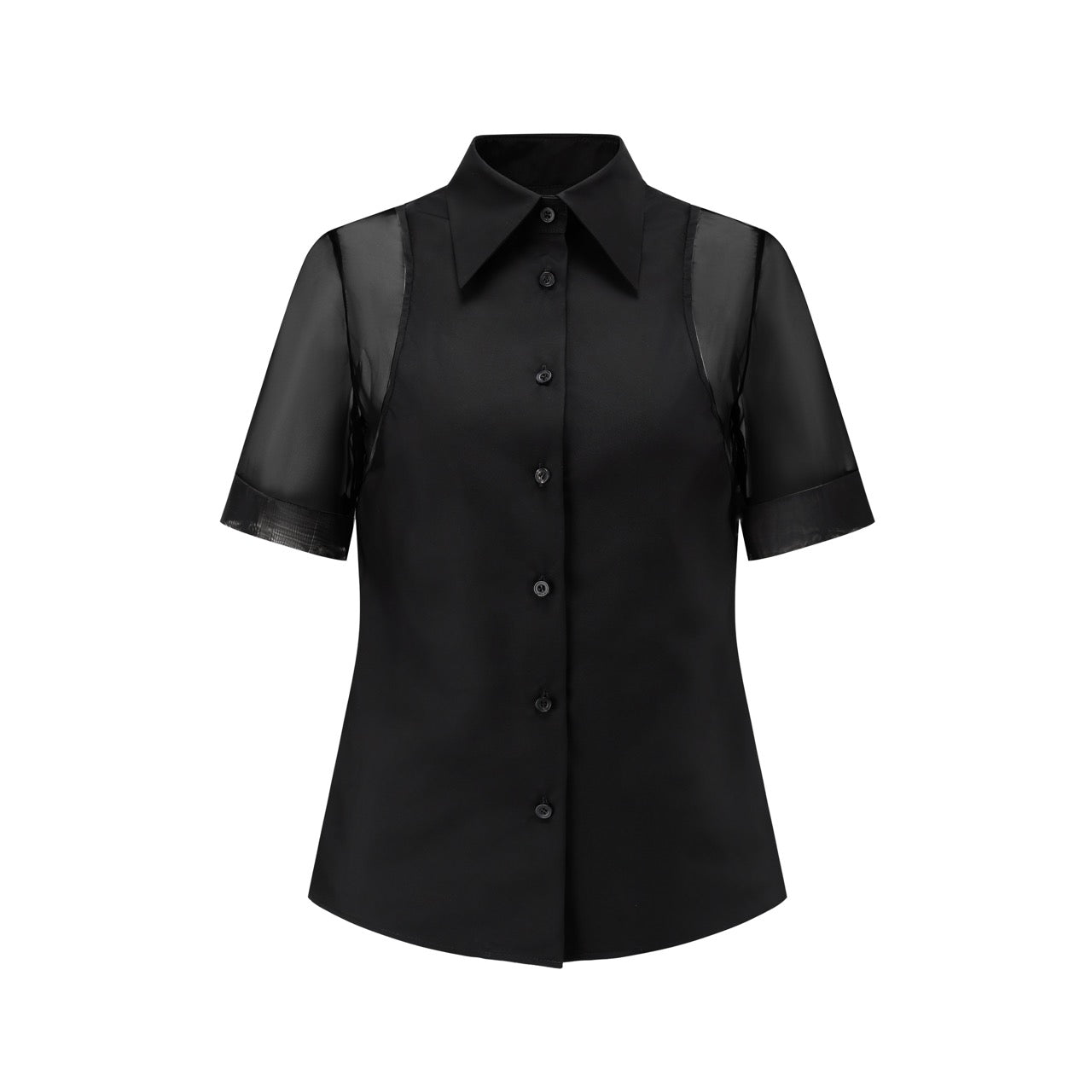 Sheer short sleeve shirt tailored slim fit