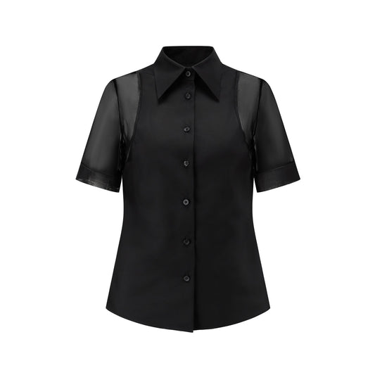 Sheer short sleeve shirt tailored slim fit