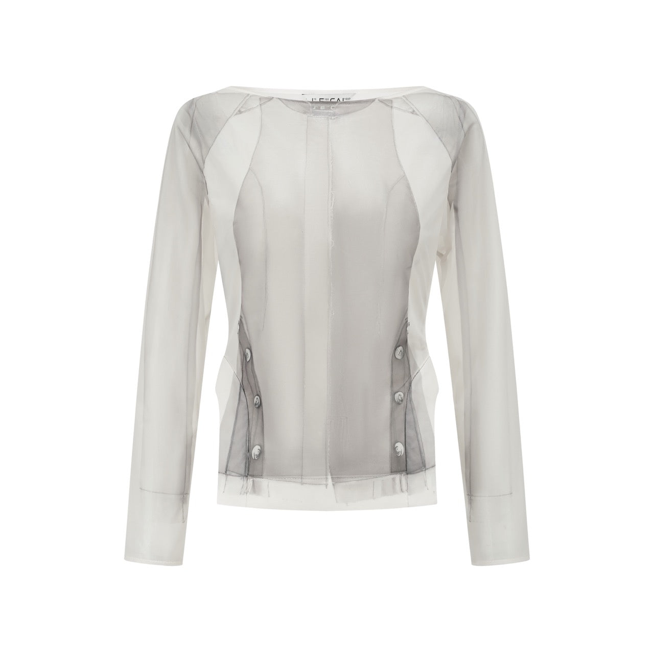 Detachable printed soft tulle long-sleeve top