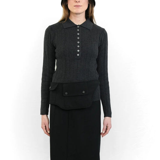 Grey knitted polo sweater