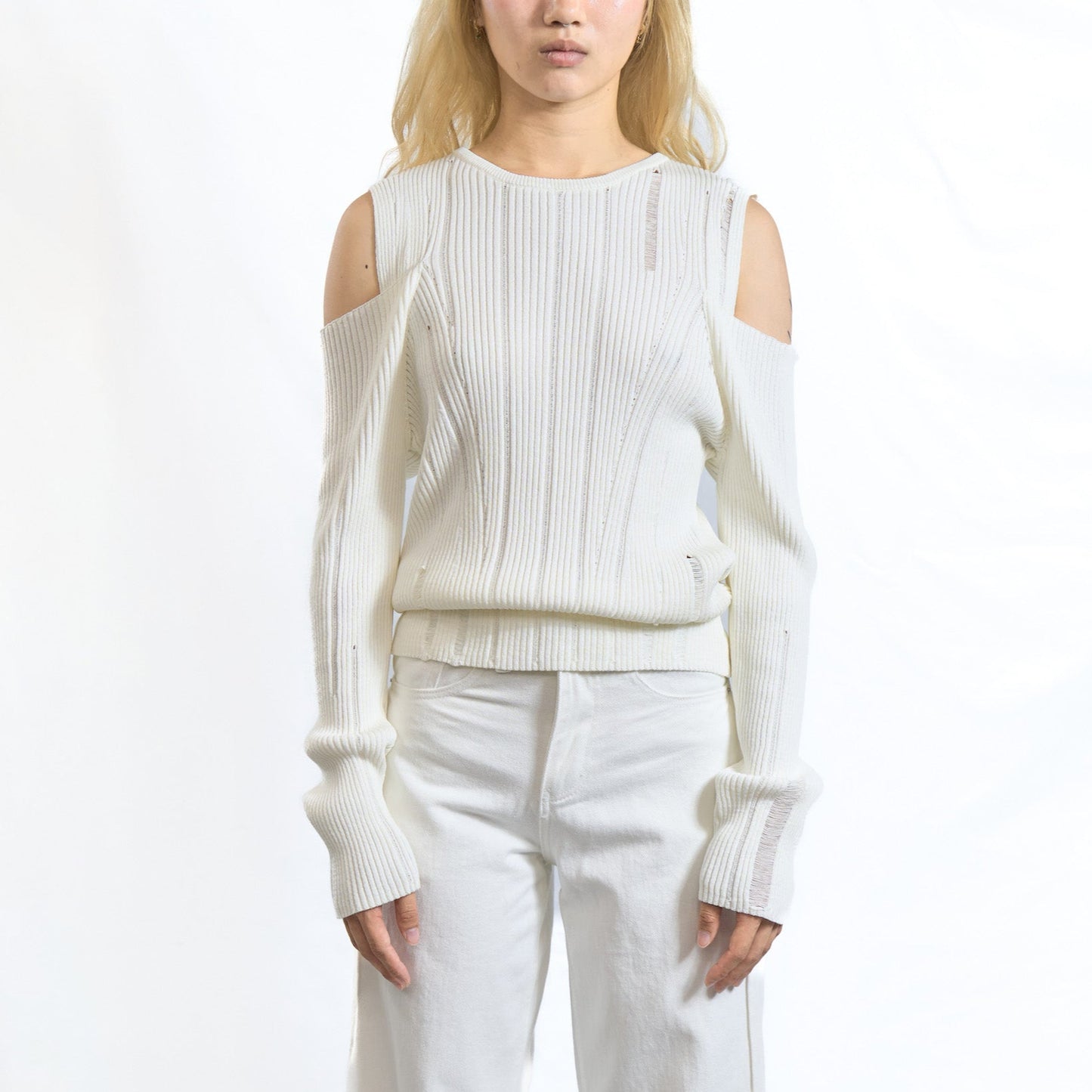 Deconstructed Sleeve Knit Ivory