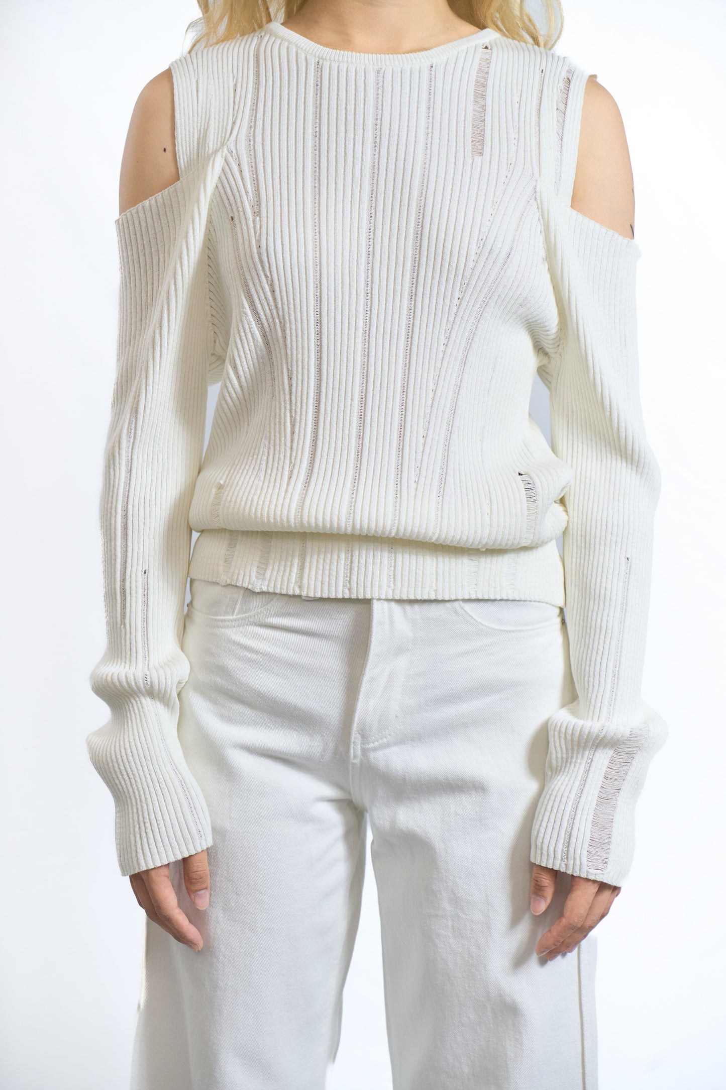Deconstructed Sleeve Knit Ivory