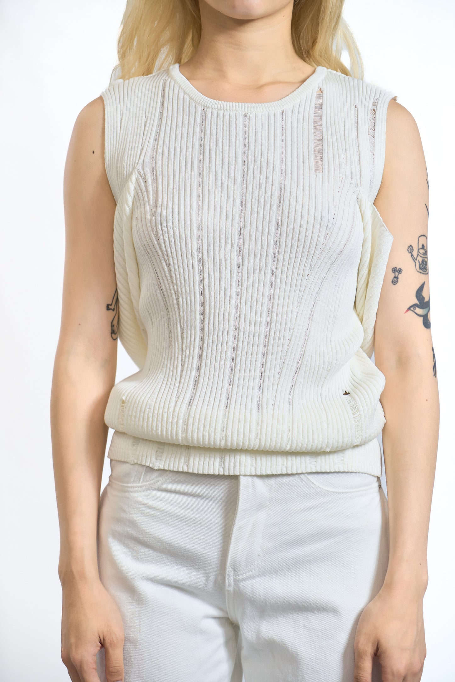 Deconstructed Sleeve Knit Ivory