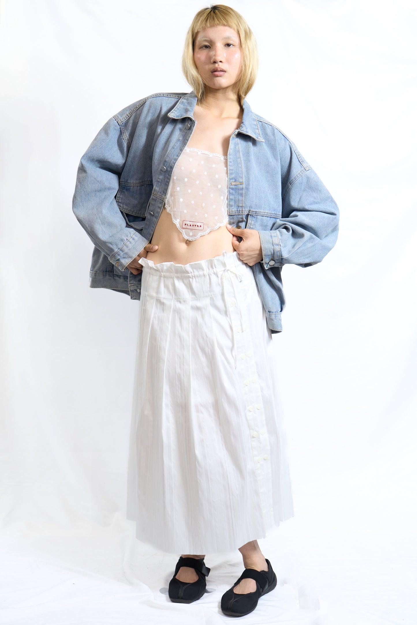 Tie-Back Mesh Scarf White