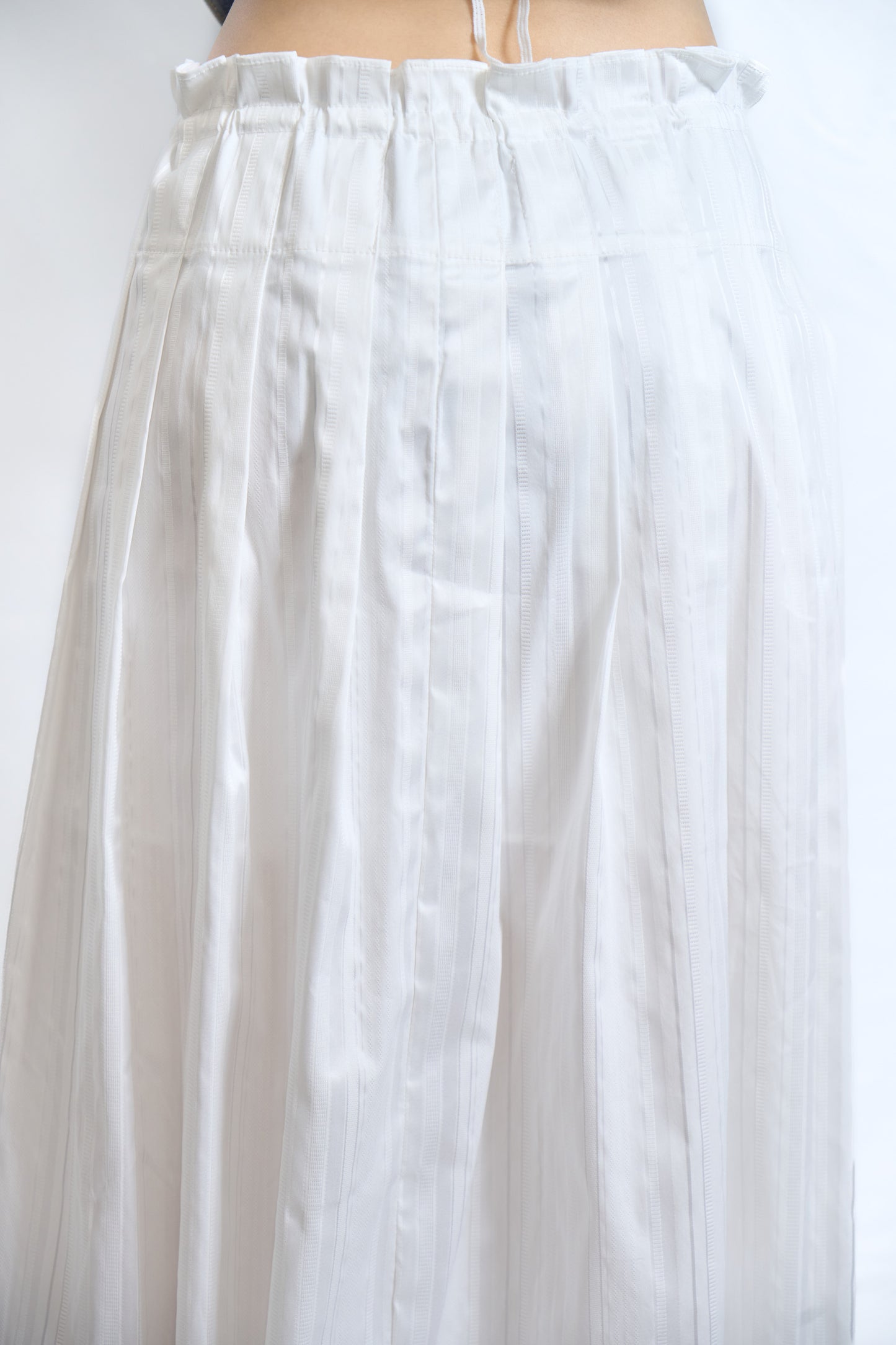 Asymmetric Button Pleated Skirt White