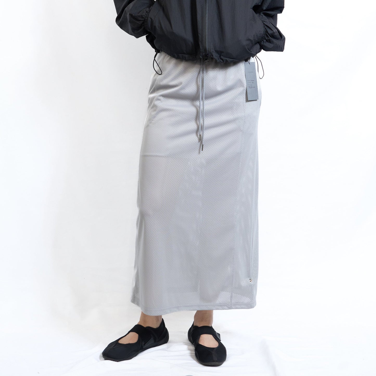 Sporty Mesh Drawstring Skirt Grey