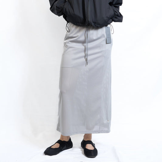 Sporty Mesh Drawstring Skirt Grey