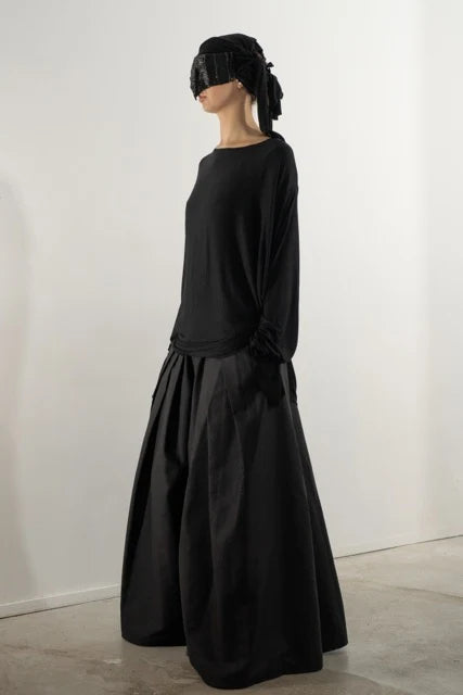 Pleated long sleeve black