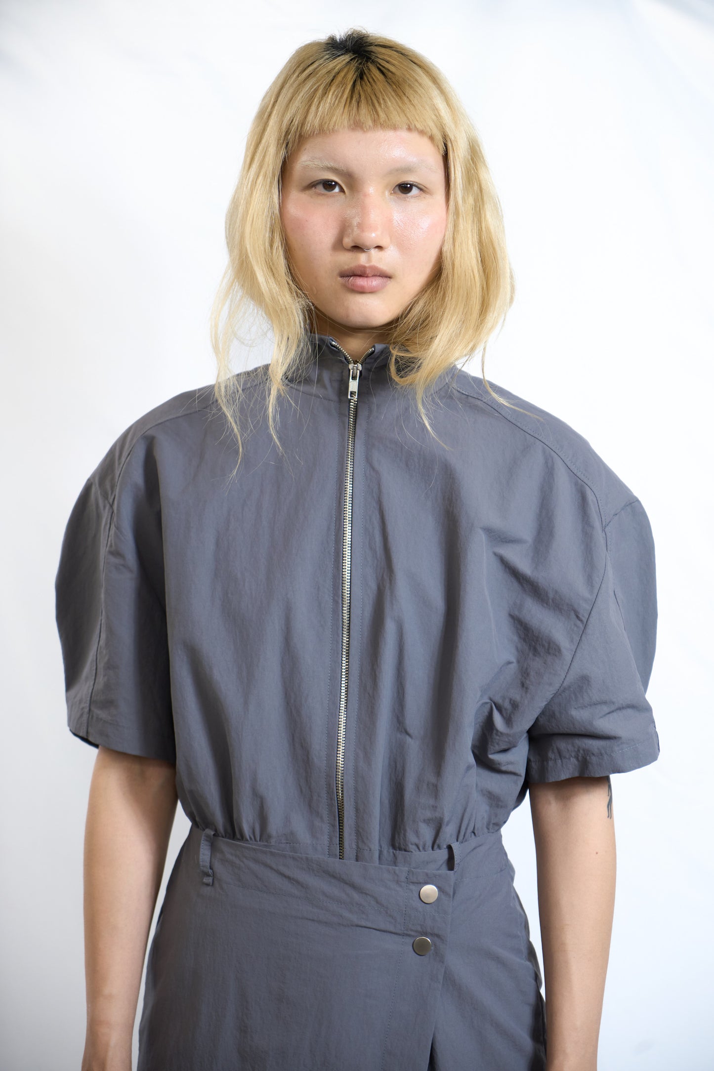 Volume Zip-Up Set Dress Slate Grey