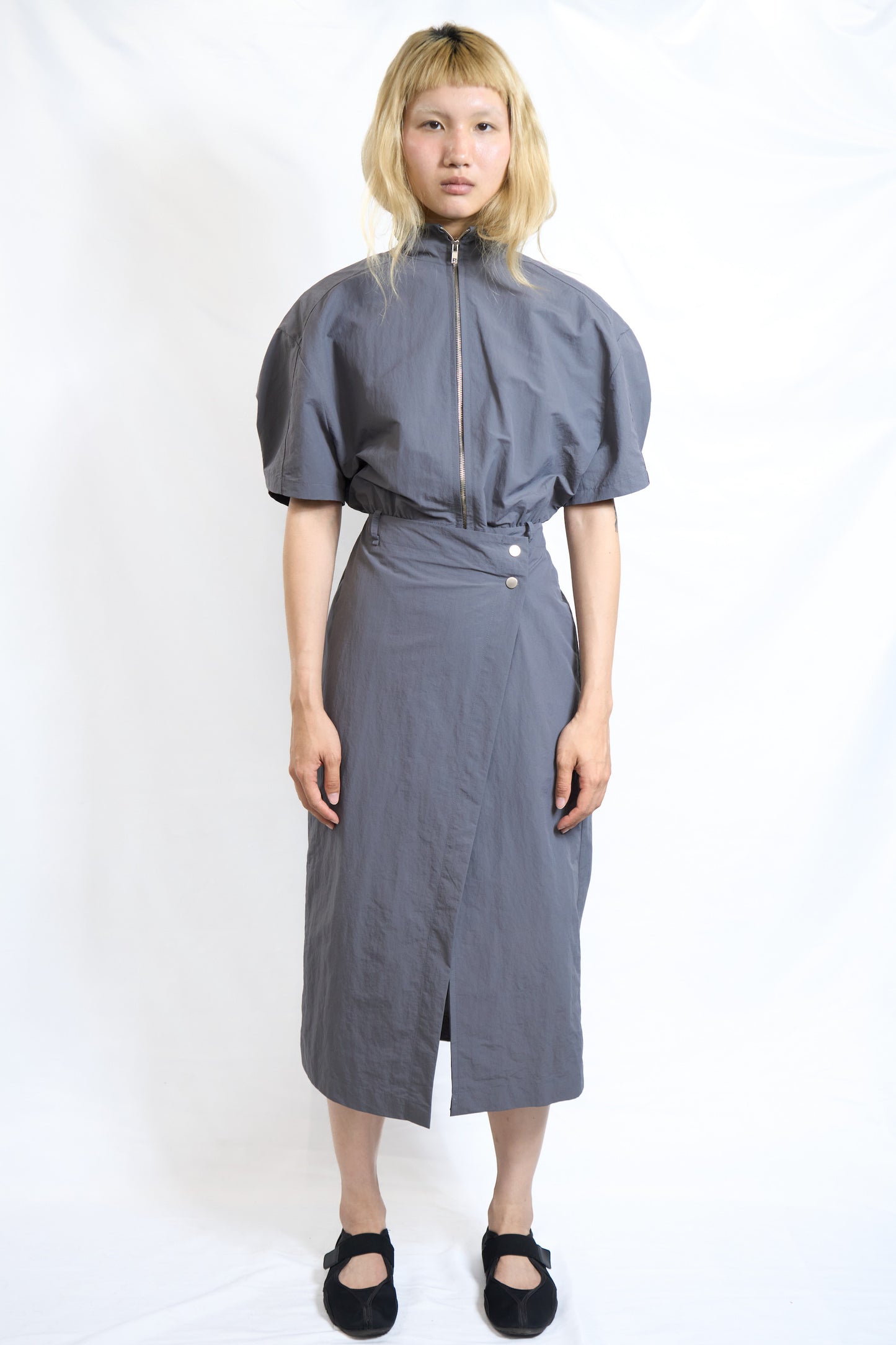Volume Zip-Up Set Dress Slate Grey