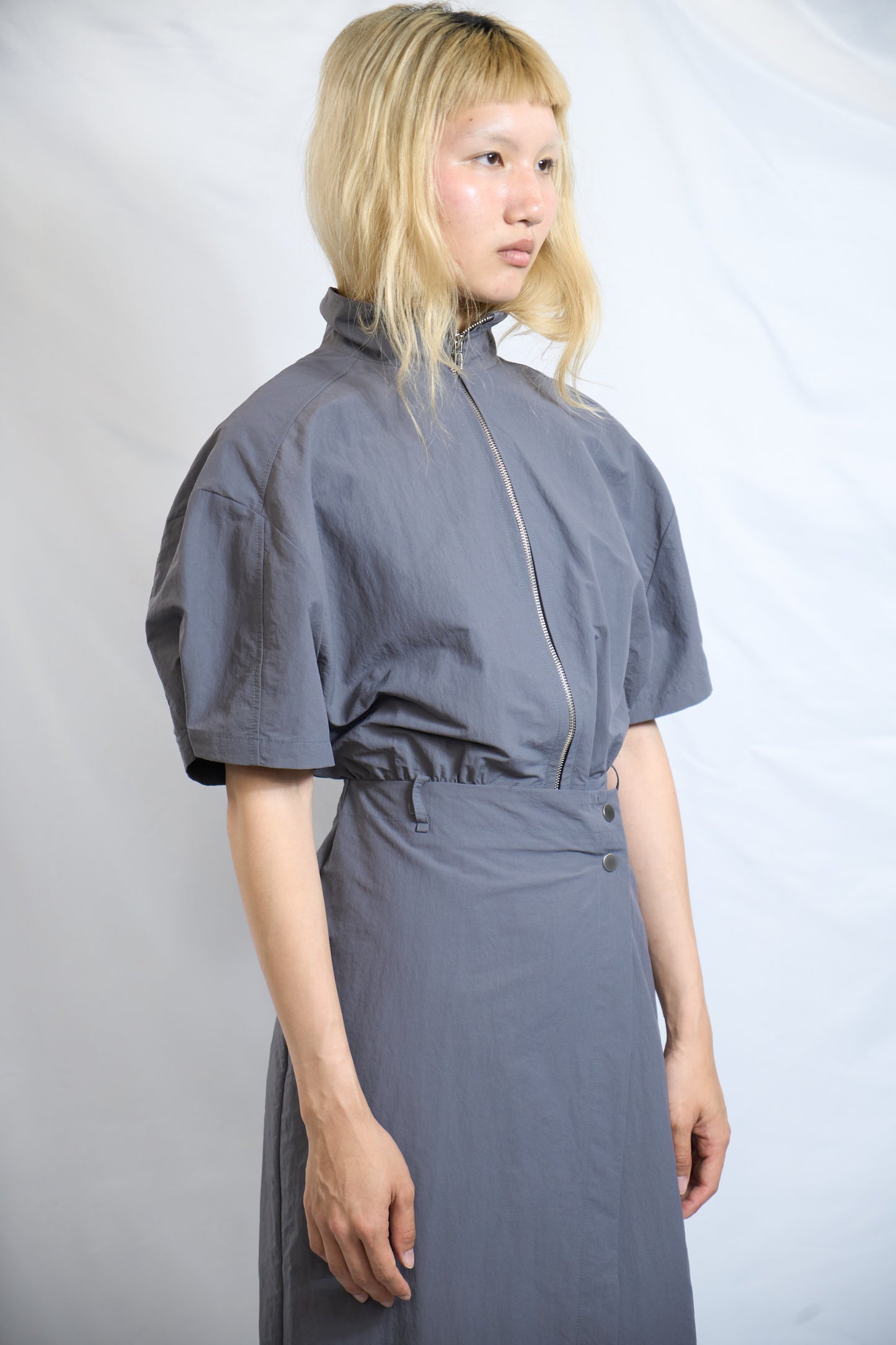 Volume Zip-Up Set Dress Slate Grey
