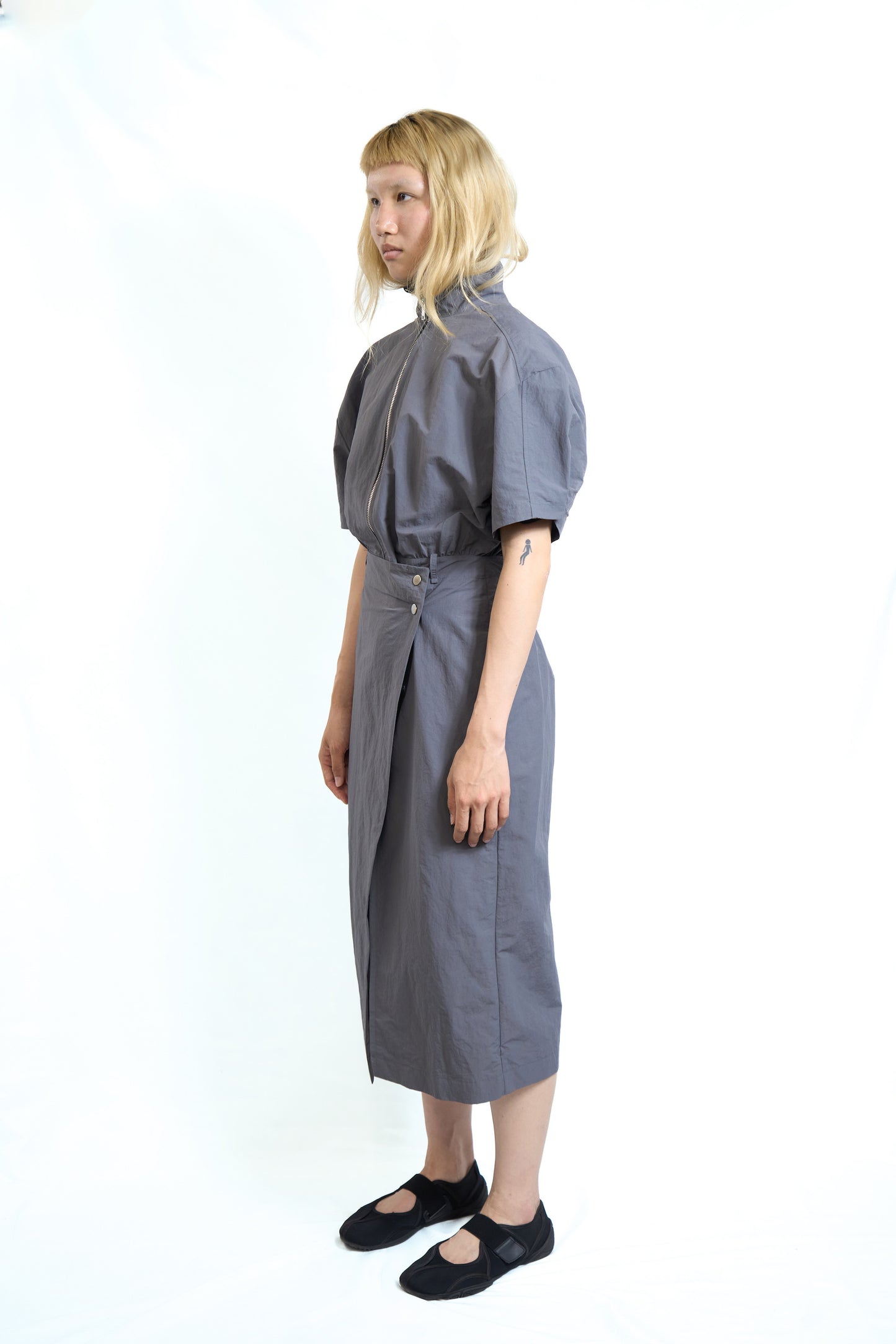 Volume Zip-Up Set Dress Slate Grey