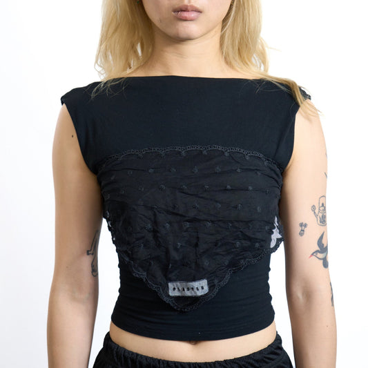 Tie-Back Mesh Scarf Black