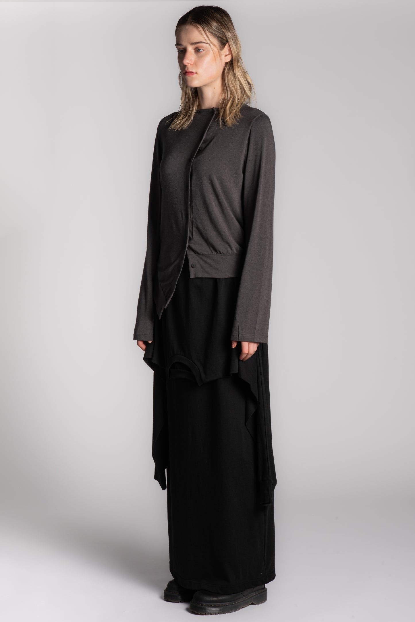 Black cotton skirt with long sleeve attachment