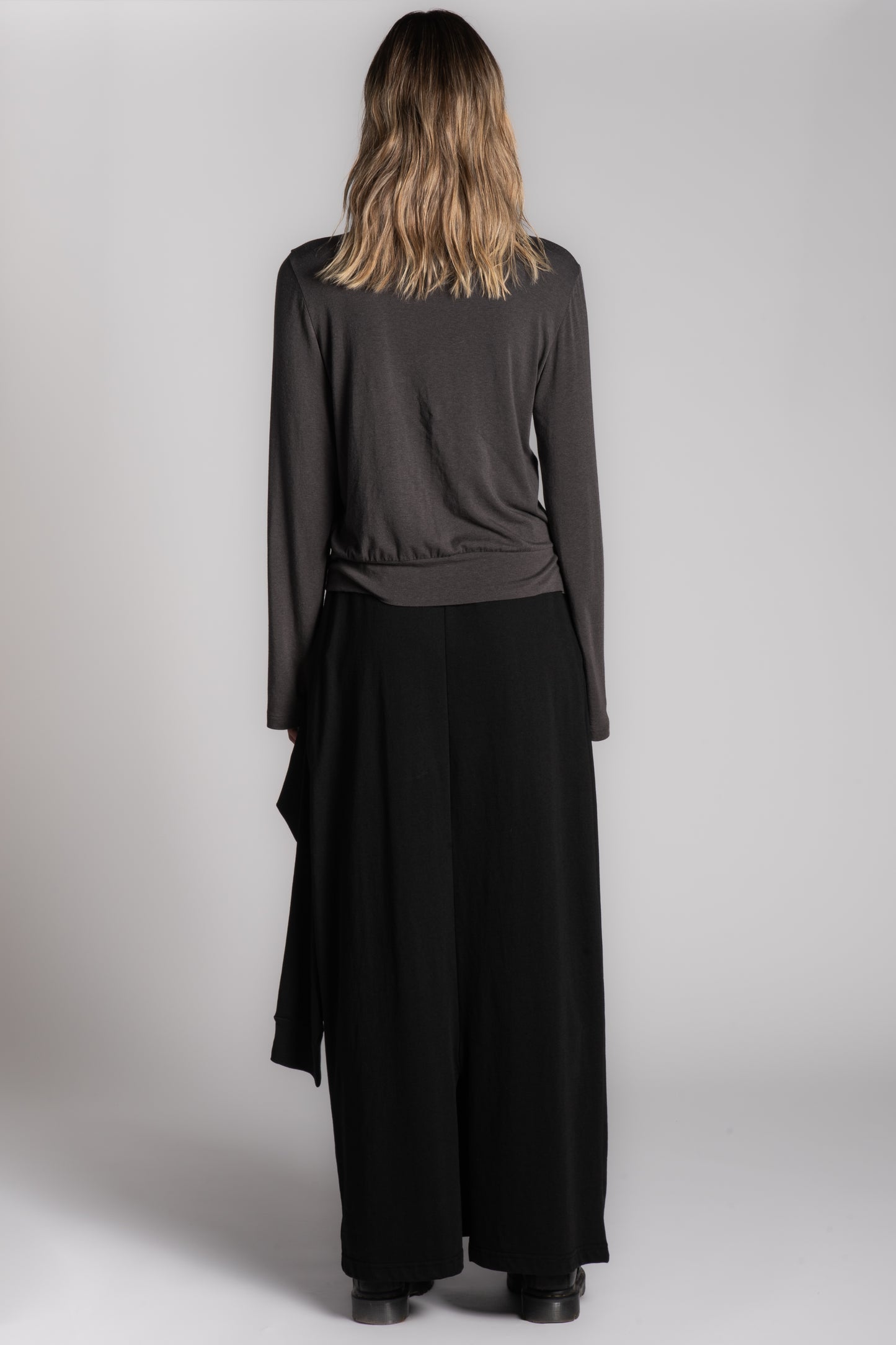 Black cotton skirt with long sleeve attachment