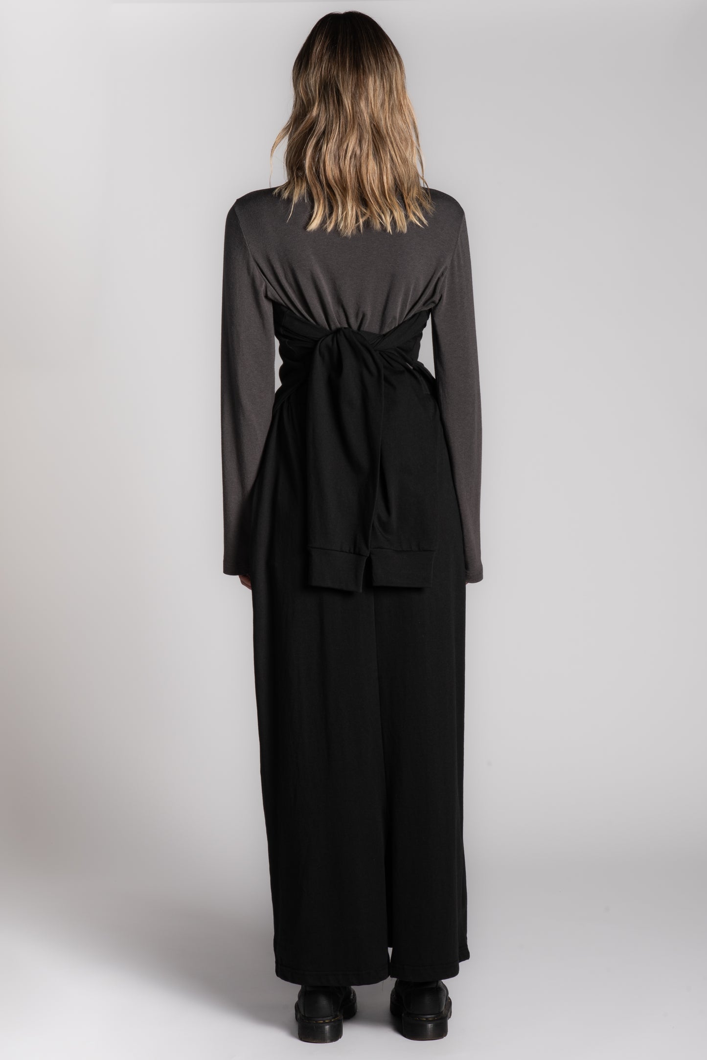 Black cotton skirt with long sleeve attachment