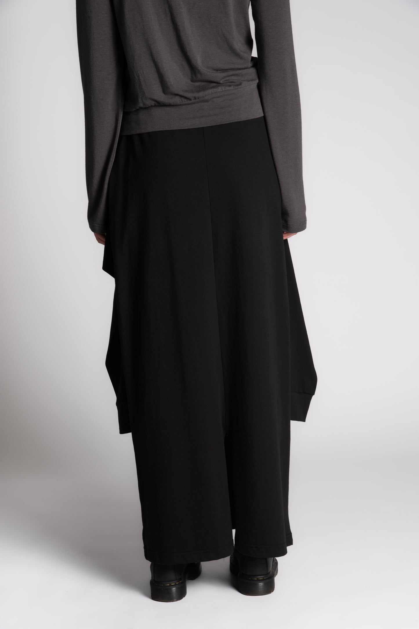 Black cotton skirt with long sleeve attachment
