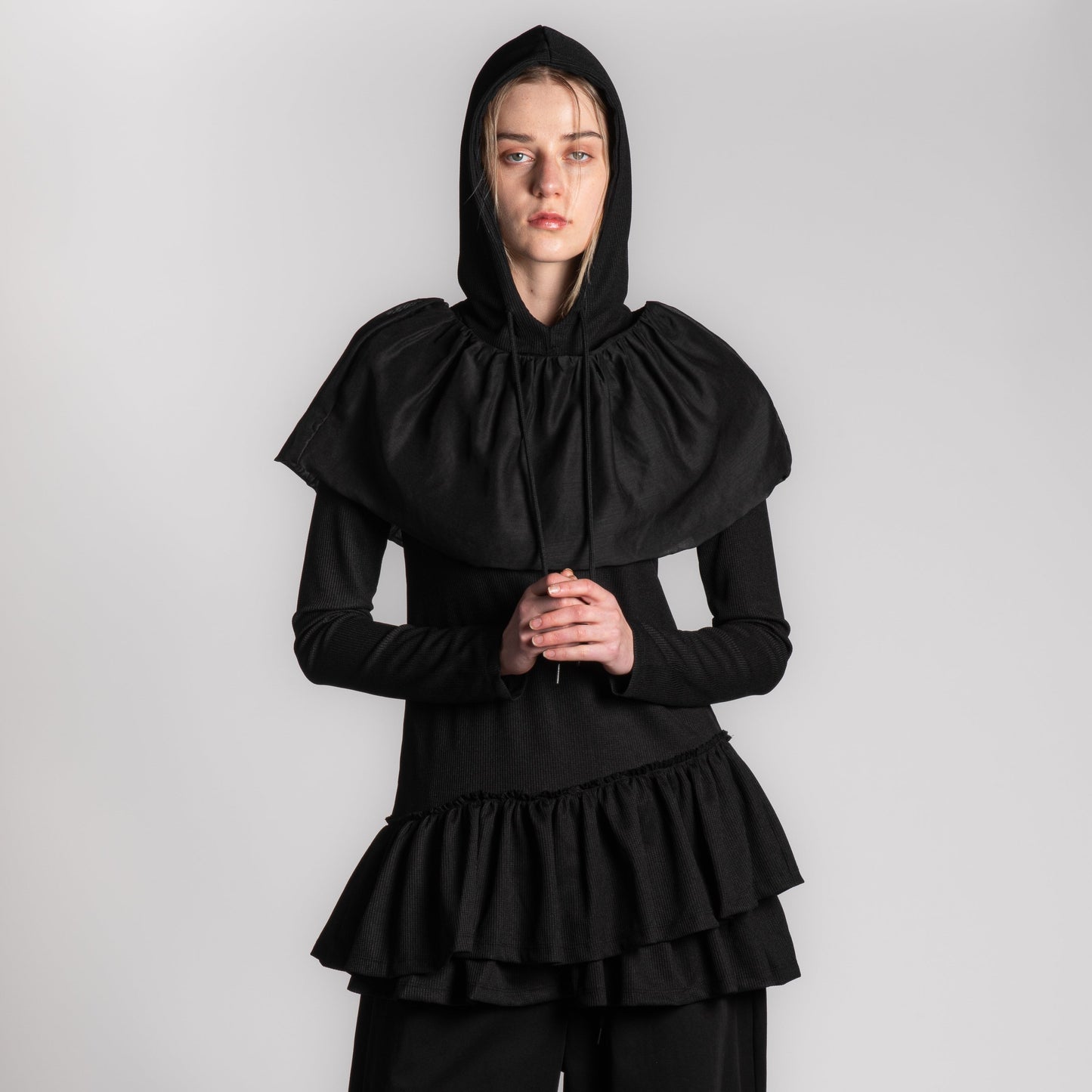 Black waffle skirt hoodie