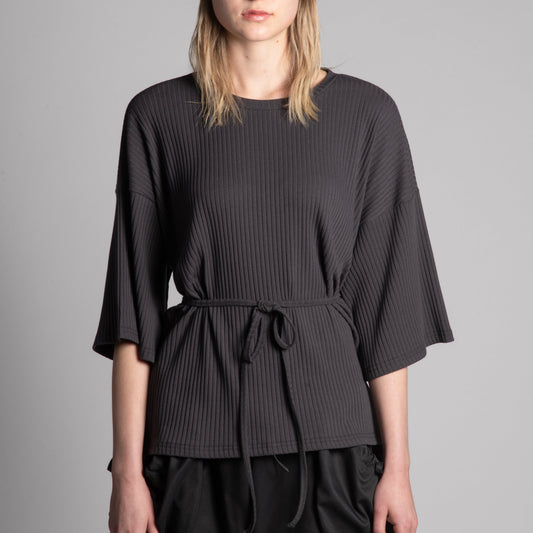 Dark grey ribbed wrap around half sleeves