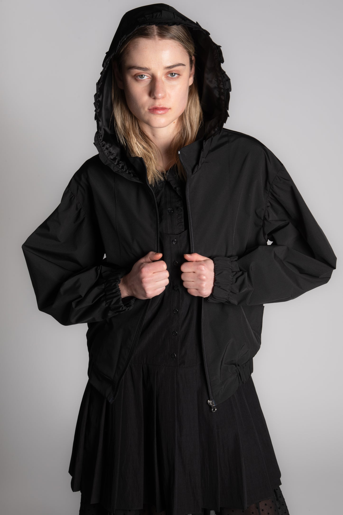 Black hooded jacket