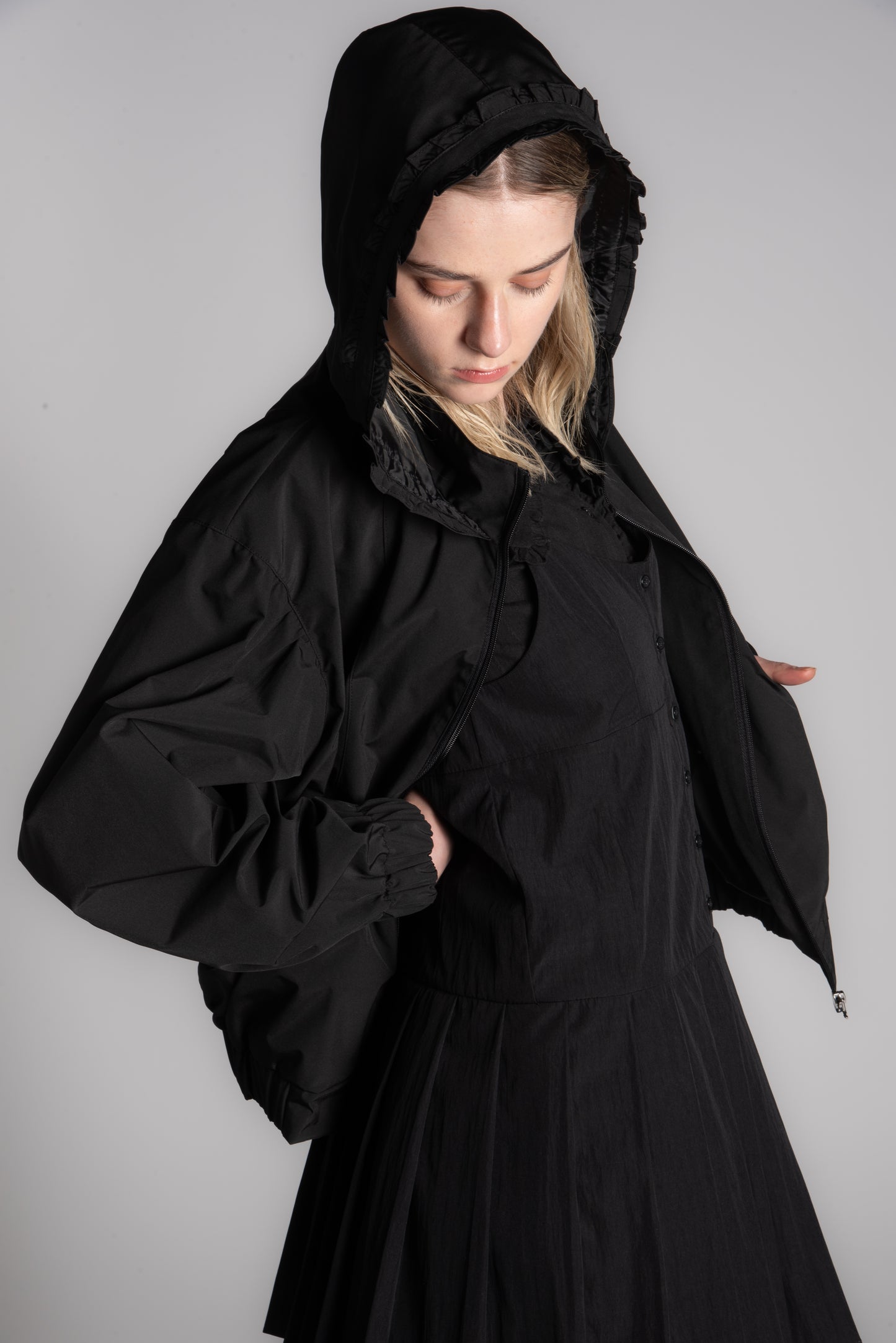 Black hooded jacket