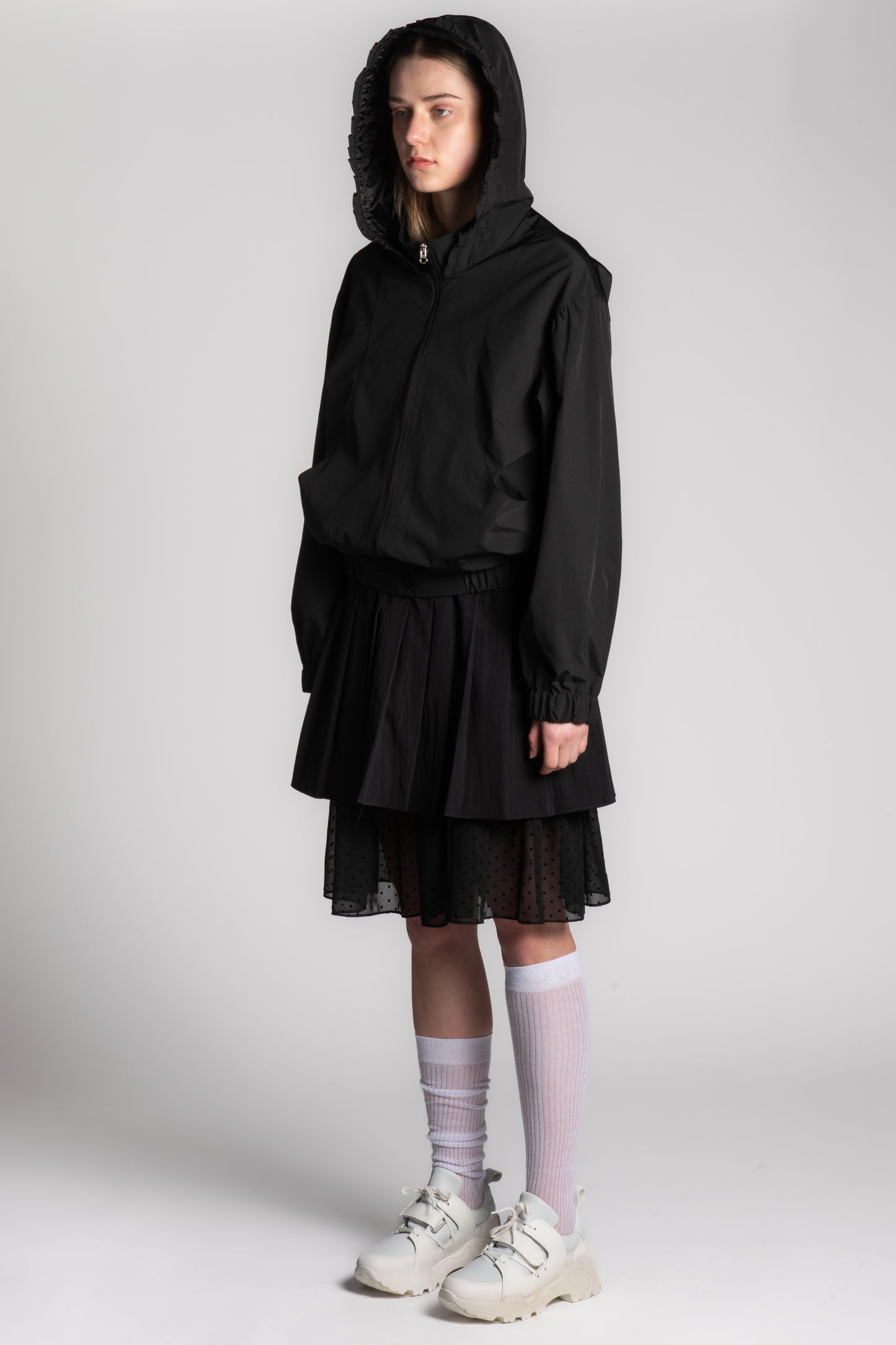 Black hooded jacket