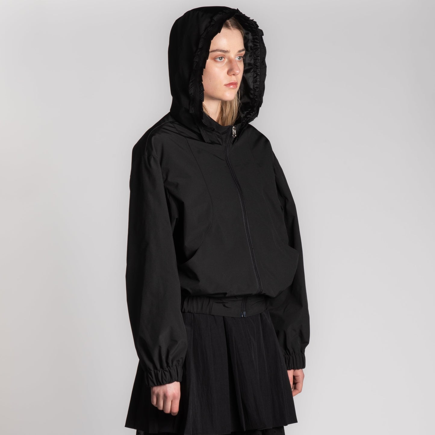 Black hooded jacket