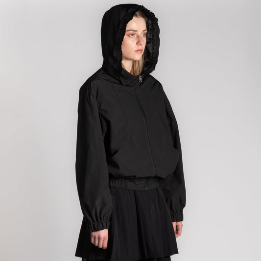 Black hooded jacket